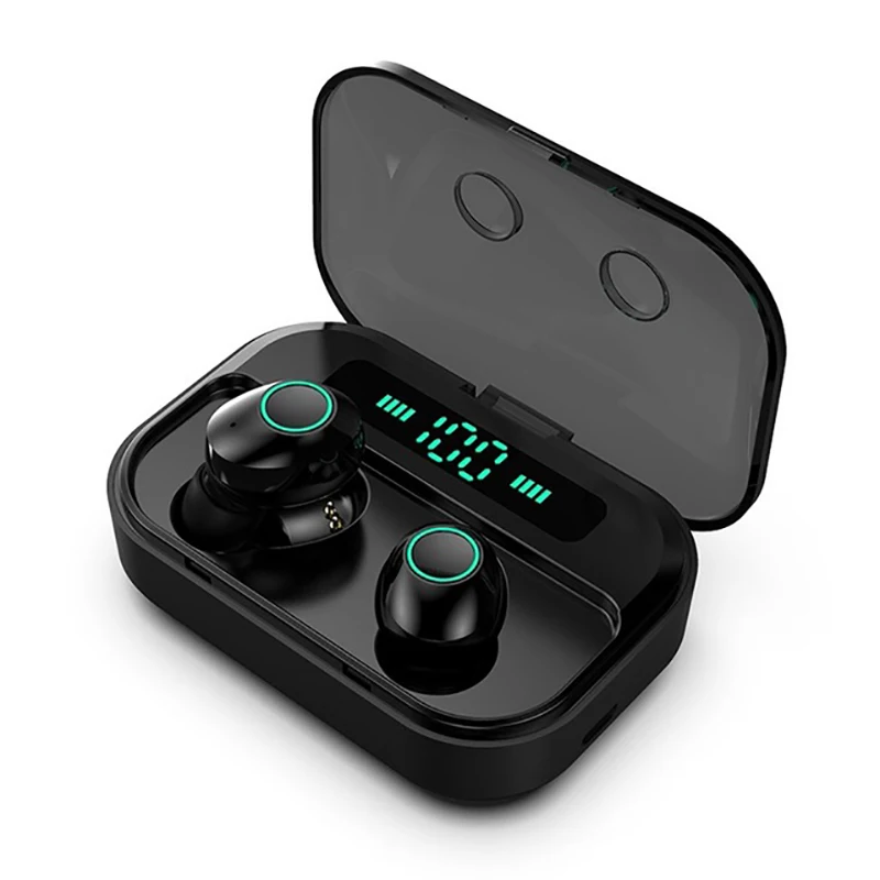 

TG02 TWS Bluetooth 5.0 Earbuds Touch Control Wireless Headphones With 2200 Mah Power Bank Waterproof Earphone, Black/white