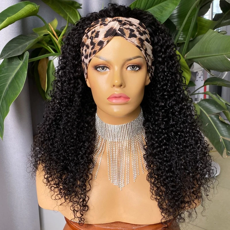 

Joywigs Human Hair Wig Italy Curl Headband Wig 3/4 Wig