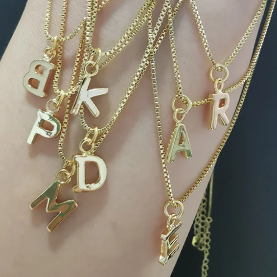 

18k gold plated tiny letter necklace initial