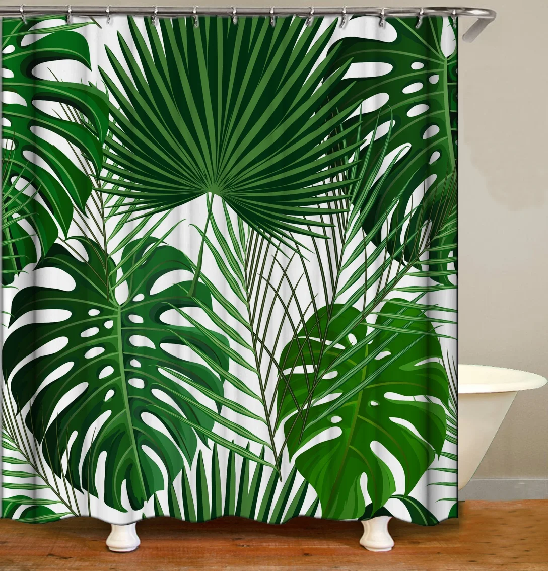 

i@home bathroom mildew resistant eco friendly palm leaves printed western nordic shower curtain, As picture show