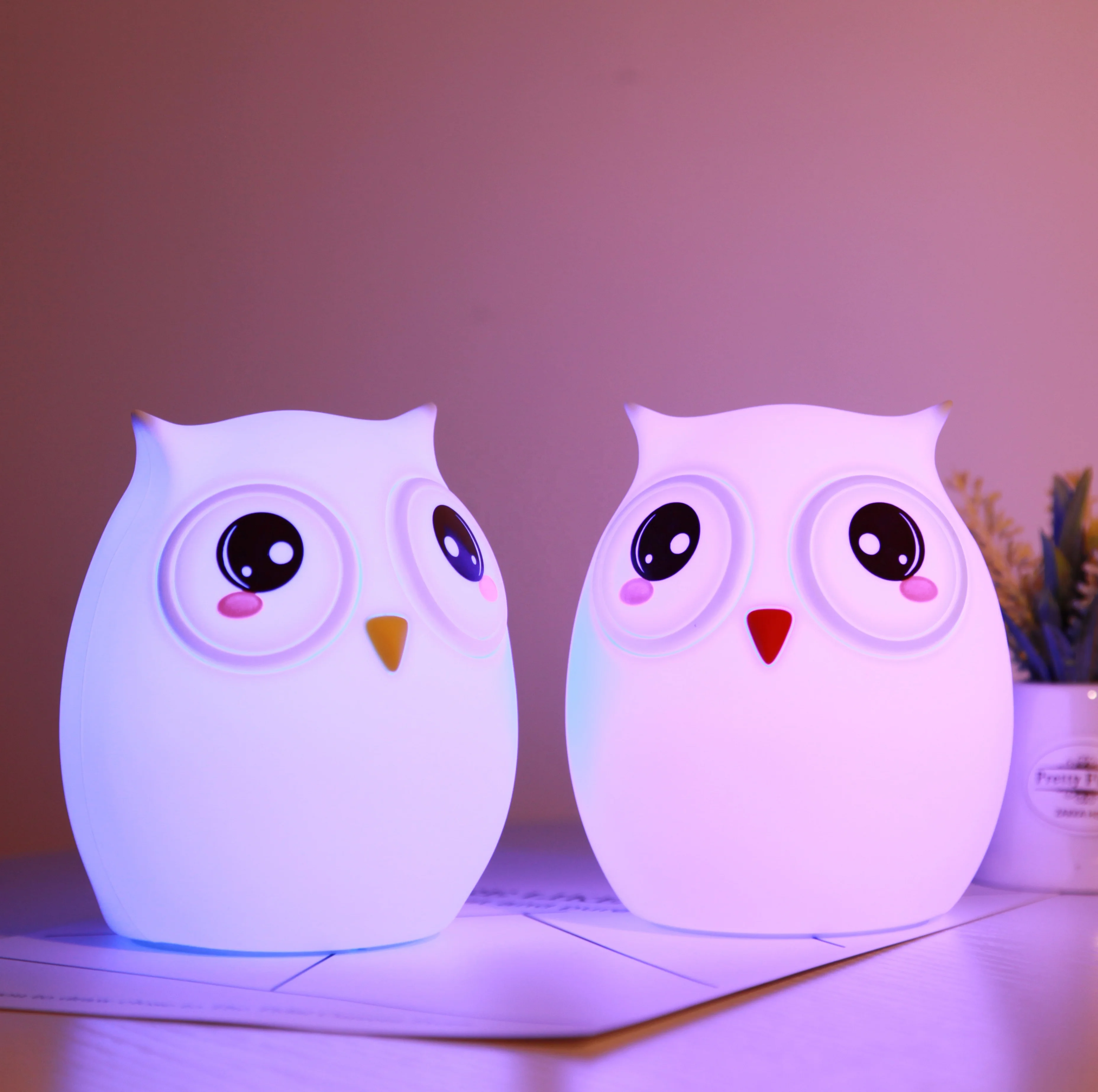 1200mah 可充电 led 夜灯触摸灯猫头鹰玩具夜灯