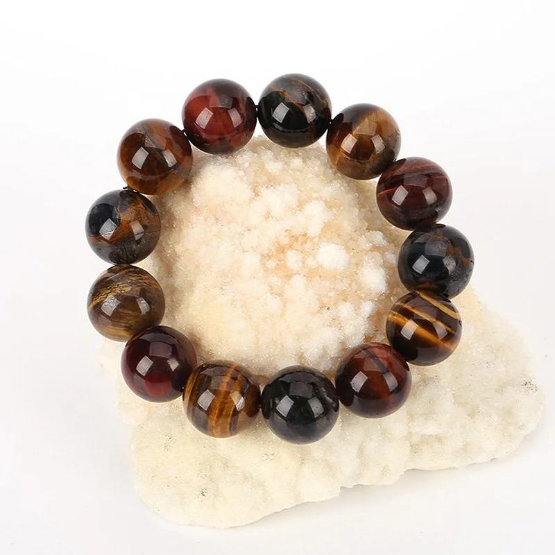 

Wholesale 2020 Newest 17mm Natural Yellow Tiger Eye Beaded Bracelet Charm Bracelet for Men