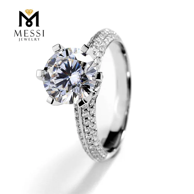 
Messi Jewelry 2 Carat VVS DEF diamond moissanite ring 14k 18k white gold engagement wedding ring cvd diamond ring 