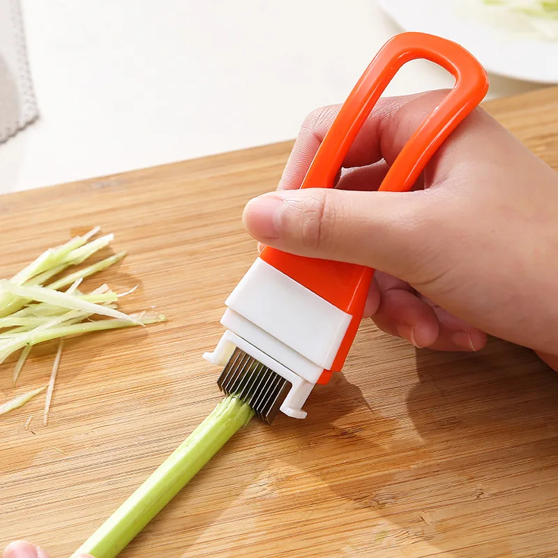 

New Kitchen Handle Type Scallion Knife Cut Onion Tool, Green, orange