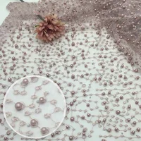 

new fashion embroidery beads tulle lace fabric with stone