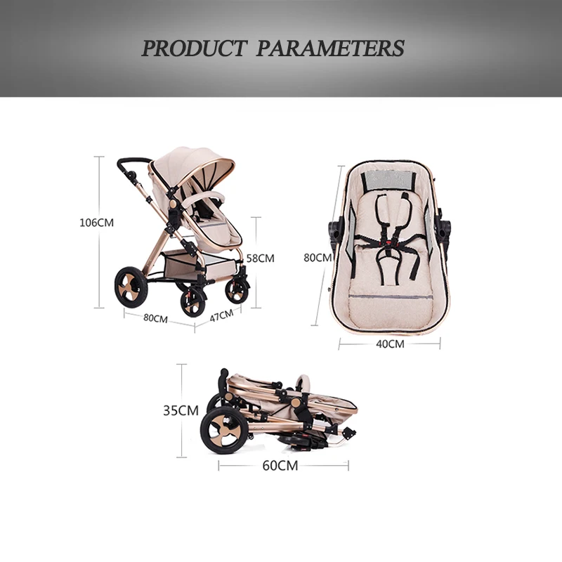 
2019 Best Selling European Big Wheels Luxury Stroller 3 in 1 For Baby 