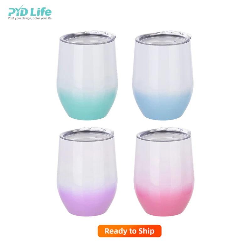 

PYD Life Amazon Top Seller RTS 12oz Sublimation Blanks Gradient Wine Tumbler Coffee Tumbler with Lid, Colored