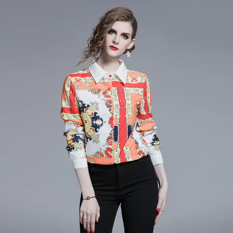 

2020 New Arrival Women floral print Fashion elegant long sleeve top
