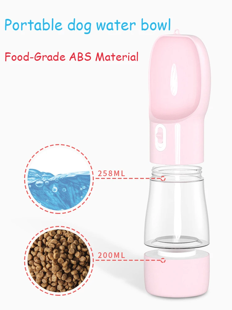 Funcational  Water drink cup and Food Container 2 in 1 Dog Water Bottle for Walking