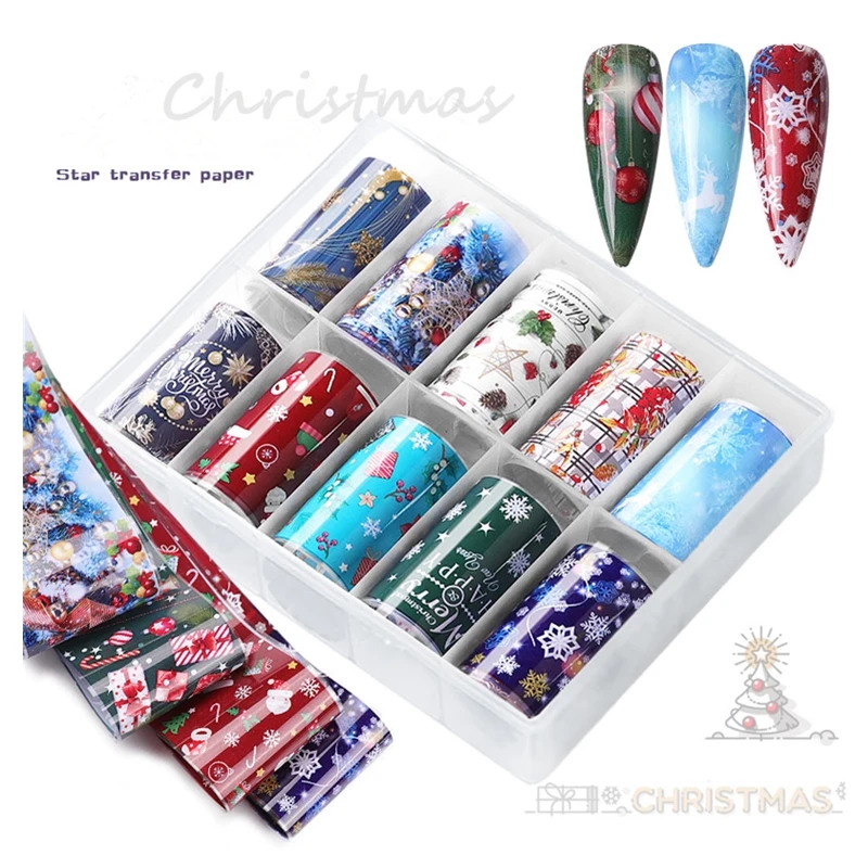 

Misscheering Christmas Halloween Nail Foil Transfer Paper Set Iridescence Holographic Nail Art Stickers Nail art tools, Mixed color