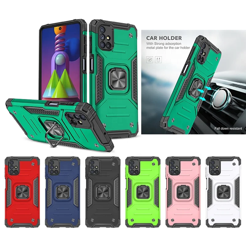 

Case Ring Holder 2021 Latest Product TPU PC Combo Magnetic Car Mount Mobile Phone Back Cover for Samsung Galaxy M51, Multi colors