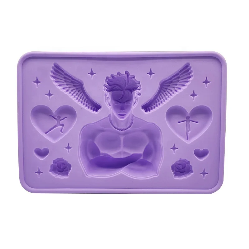 

New cute home food grade multifunctional silicone trays ice cube mold ice silicone moulds, Purple