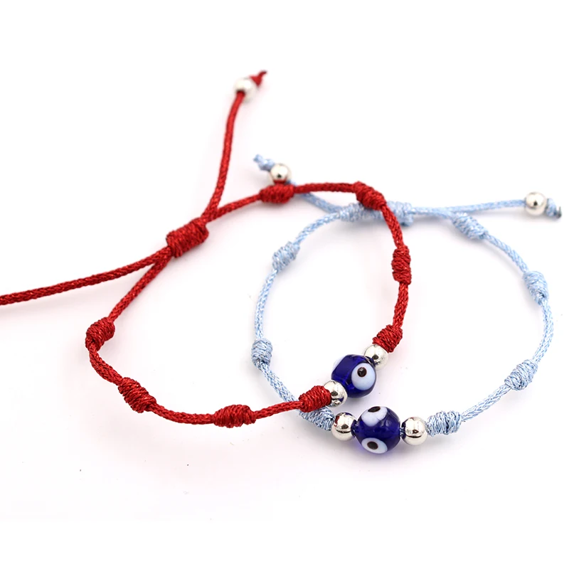 

Hot Red Rope Handwoven A Turkish Evil Blue Eye Bead Bracelet Ladies Eye Ornaments