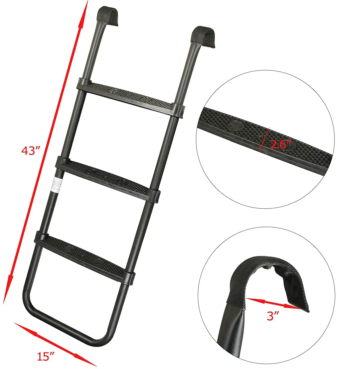 

3-Step Universal Trampoline Ladder Accessories for Children Kids Skid-Proof Step Ladder Weather Resistant Powder Coated Steel, Customized color