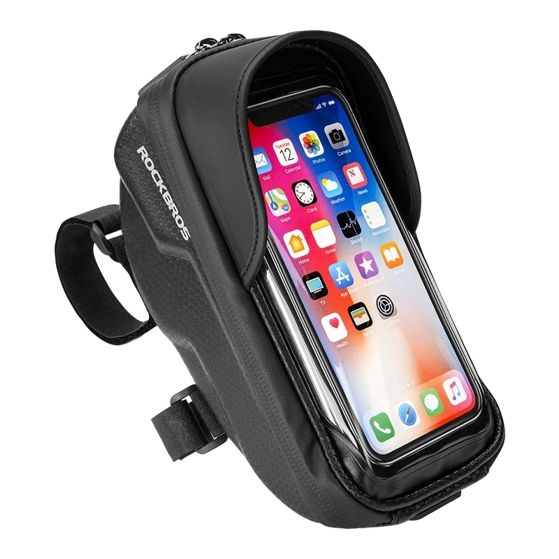 

ROCKBROS OEM 2020 NEW B70 Rainproof Bicycle upper pipe Bag Reflective Cycling Frame Front 6.2 Phone Case Bike Accessories, Black