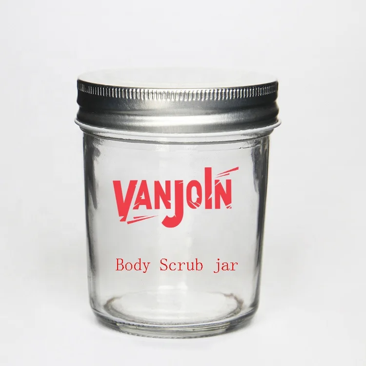 

120 ml 250 ml Clear Custom Printing Labels Glass Body Scrub Jar with Metal Lid