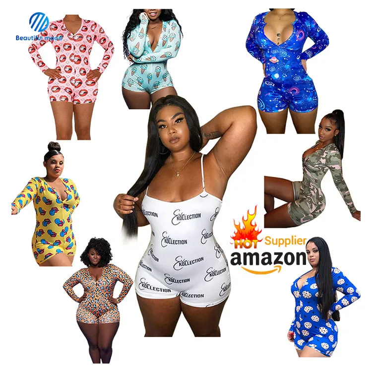 

Low price Sexy luxury printed bodysuit women adult ones pajama for v neck, Customized color