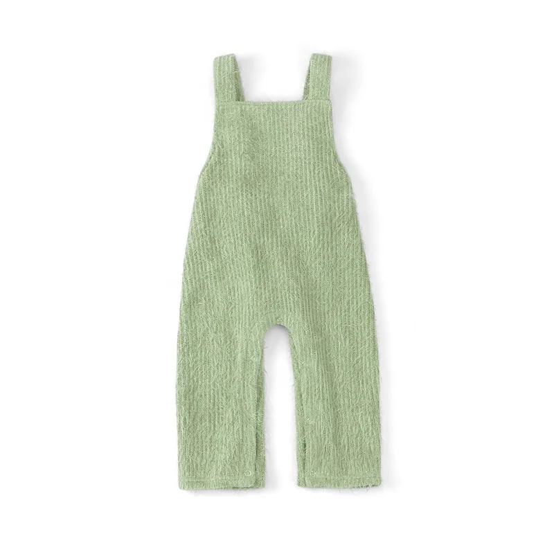 

Spring Fall Fancy Design Baby Kids Child Overalls Green Chenille Hairy One Piece Jumpsuit and Rompers, Fresh green