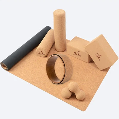 

Custom print natur cork yoga mat , yoga block and yoga roller set, Customized