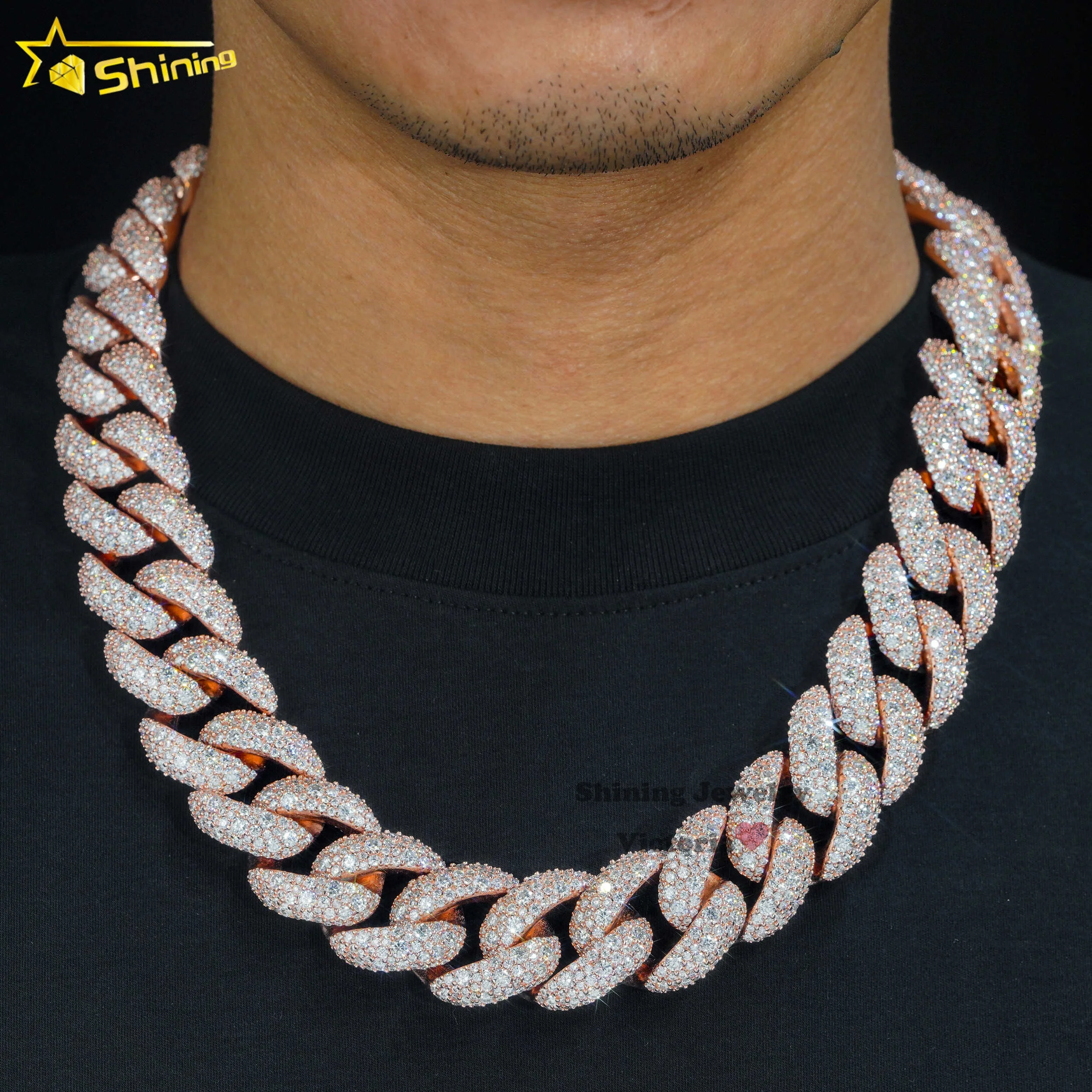 

Pass Diamond Tester High Quality 925 Sterling Silver Hip Hop Jewelry Iced Out VVS Moissanite Miami Mosaic Cuban Link Chain
