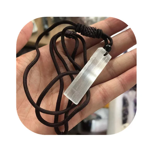 

Wholesale spiritual crystal jewelry natural white selenite sticks pendants with rope for sale