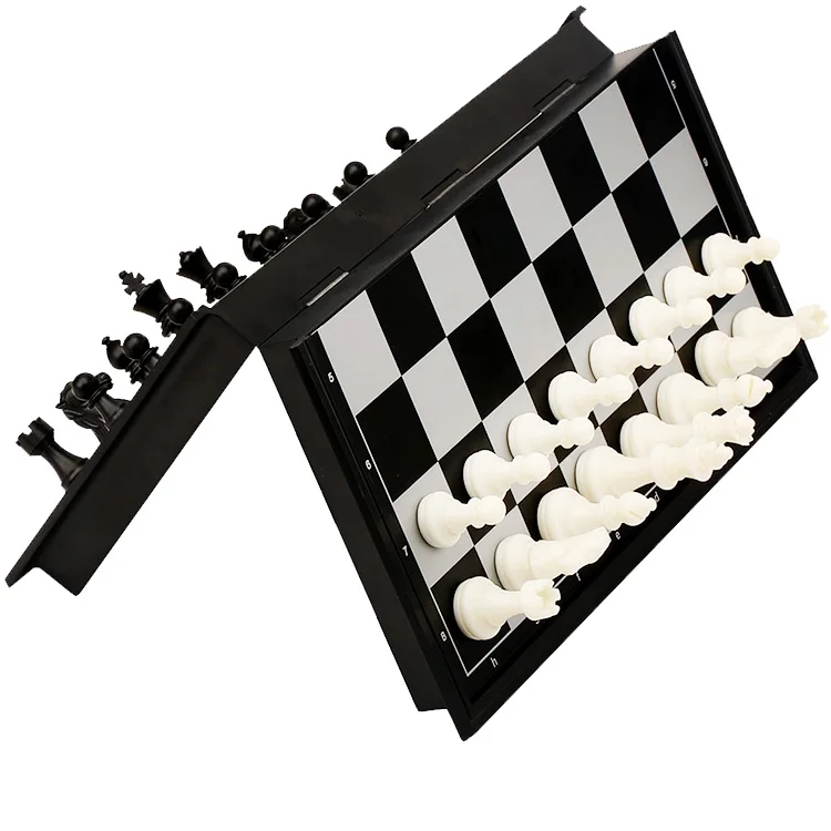 

Magnetic Travel Chess Set with Folding Chess Board Educational Toys for Kids and Adults, Black with white