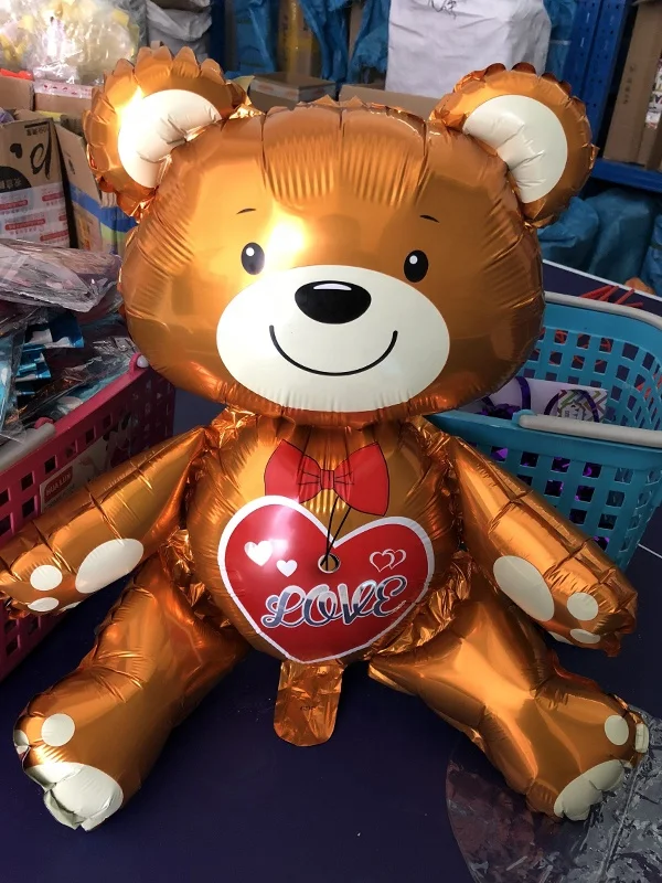 New Cartoon Animal Love Bear Teddy Bear Pentagram Globos Foil Birthday ...