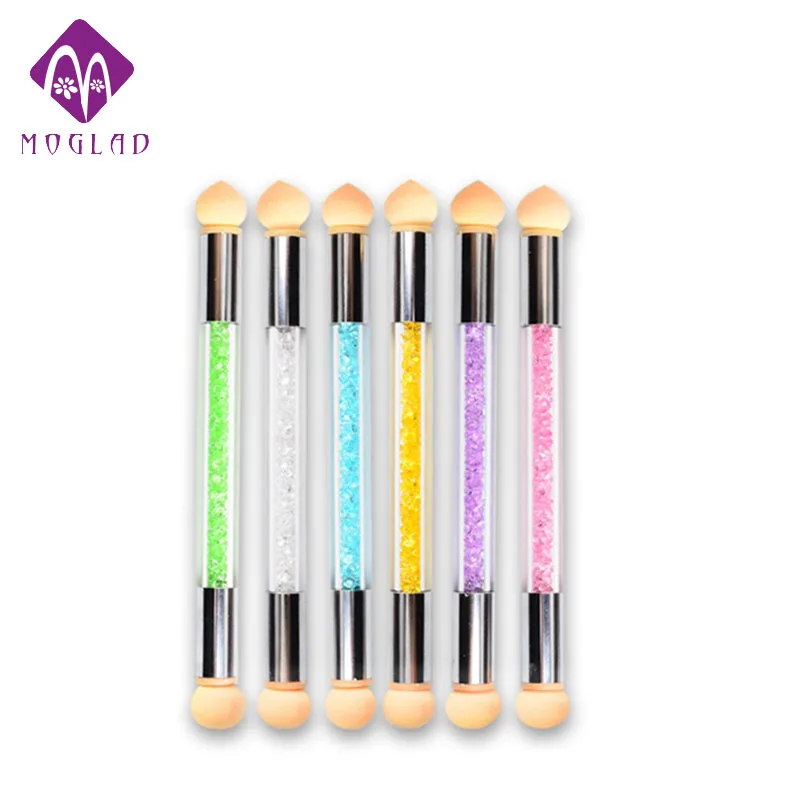 

2020 NEW hotsellling nail art tools two way 3d nail sponge brush with 6 colors, 6colors available