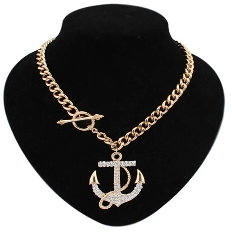 

Gold Anchor Necklace Wish Fashion Diamond Inserted Anchor Necklace Women's Bride Jewelry, Picture show