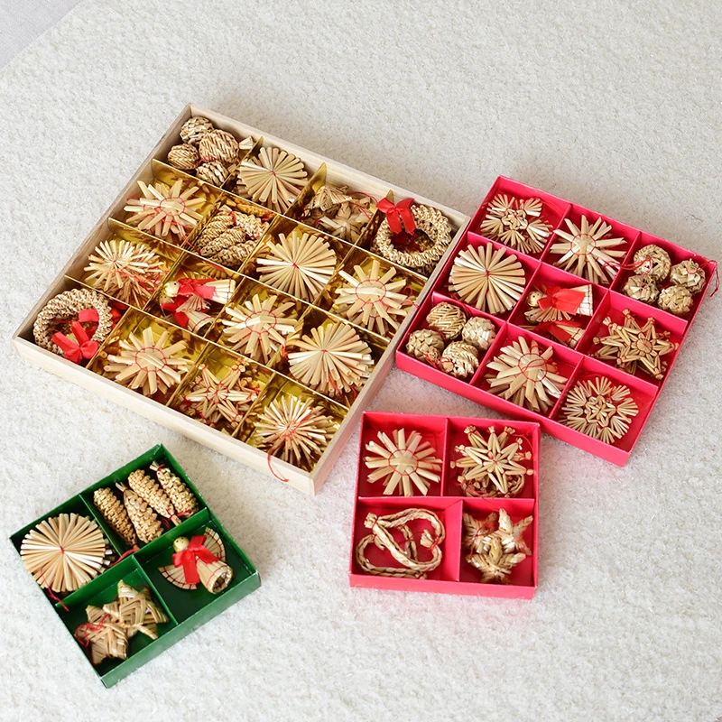 

2022 ornament christmas fashion mini wheat straw christmas tree pendant ornaments