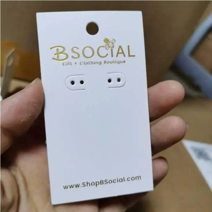 

cardboard custom printed necklace earring card with logo text for jewelry display, Customized printng