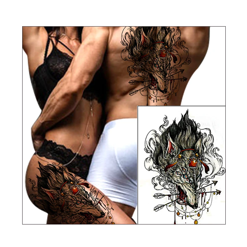 

Waterproof Temporary Tattoo Sticker Full Arm Large Size Old School Cool Girl Tattoo Sleeve Flash Tattoos For Men Women, Black
