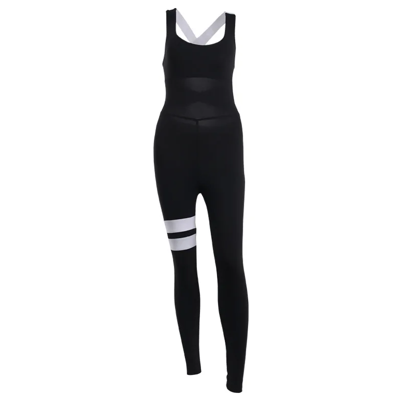 

Custom Women Fashion One Piece Workout Gym Sport Bandage Elastic Jumpsuit Backless Compression Sport Sets, As picture