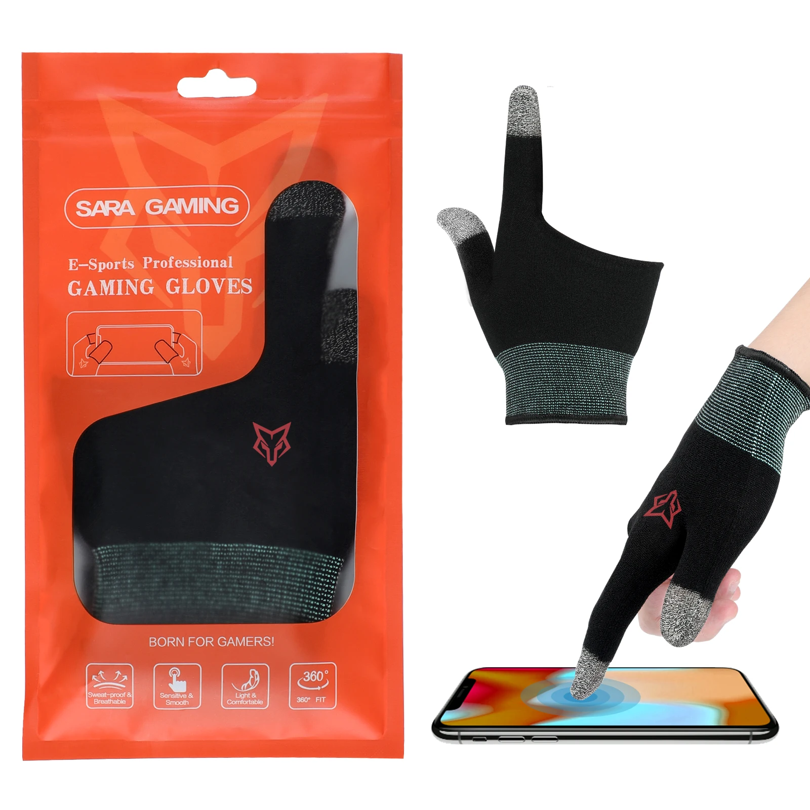 

Sarafox G01 E-sport Anti-Sweat Breathable Touch Finger Highly Sensitive Nano-Silver Fiber Material For All Mobile Gaming