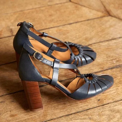 

Europe America summer fashion high heel chunky ankle buckle belt sandals 2020 new arrival shoe woman sexy high heel, Brown,bule