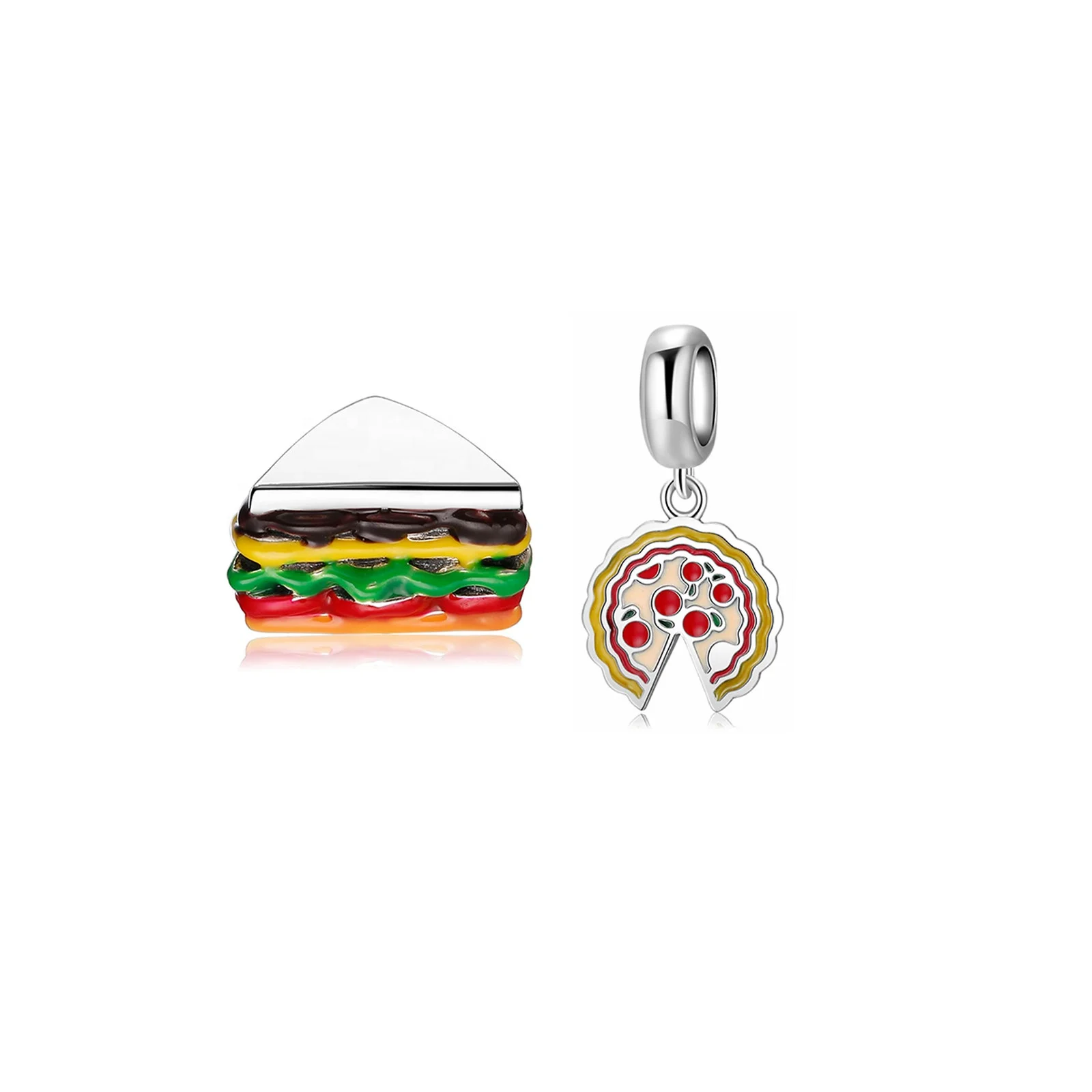 

Real 925 sterling silver Delicious Sandwich Enamel Beads Accessories Charms for Bracelets fashion jewelry making Dropshipping