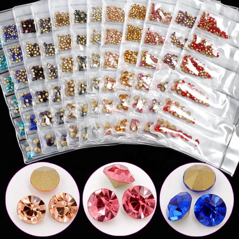 

1 Pack Mix 5 sizes V-Bottom Sharp Stone Glitter Rhinestone Set Non Hot Fix Nail Art Decoration Acrylic Crystal Nails, Picture