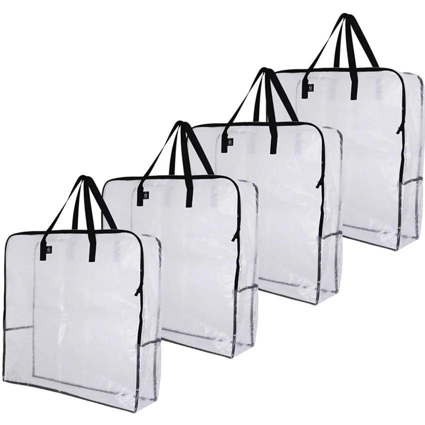 

Over-Sized Clear Organizer Storage Bag With Strong Handles and Zippers, Black