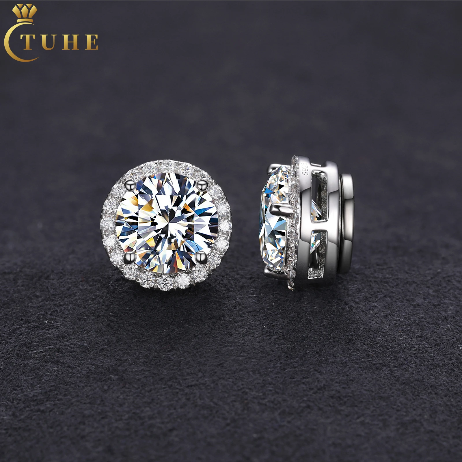 

New Dropshoipping Jewelry GRA Certificate Fashion 925 Sterling Silver VVS Moissanite Diamond Magnetic Earings For Men