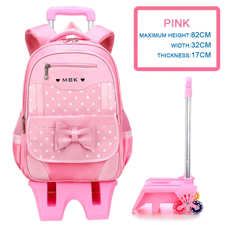 

Cartoon Character School Bag Backpack Girls Nylon Custom Children Book Bags With Wheels Schoolbag Trolley Charectet Bages Sets