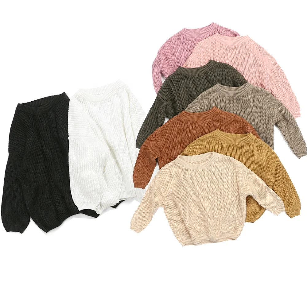 

Free shipping boutique wholesale Kid solid color sweaters Toddler girls pullover Baby Knitted Sweaters