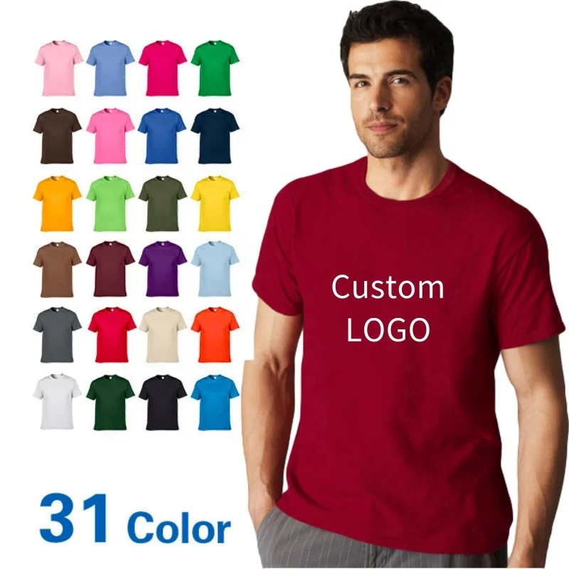 

High quality custom embroidery Logo Printed Black t shirts wholesale mens graphic blank camisas 100% cotton t-shirt printing, Any colors as per customer's requirement