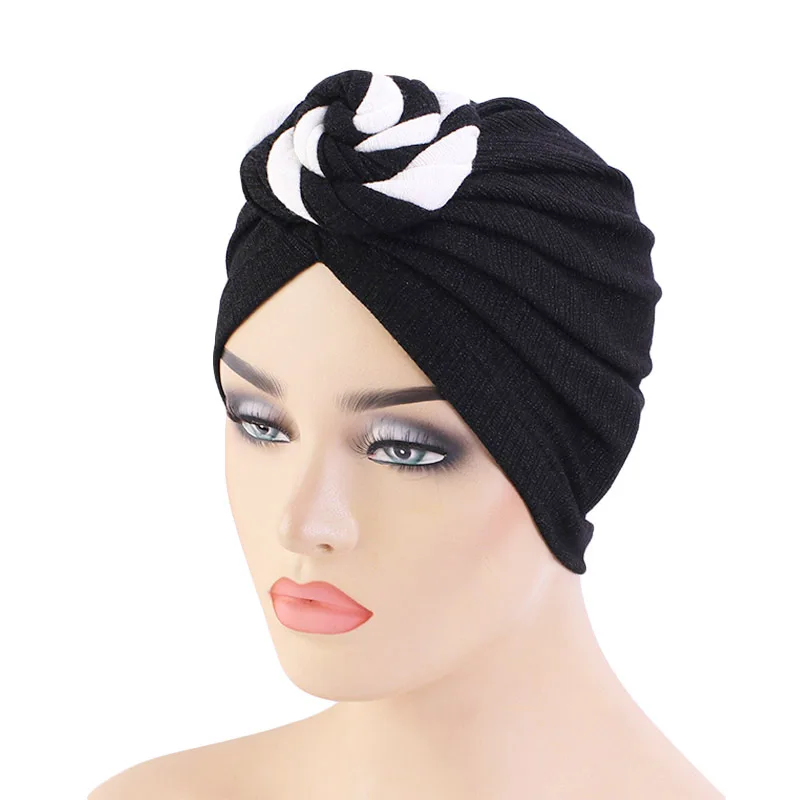 

New Women Turban soft cotton Top Knot Headwrap Fashion Bandana Hats Ladies Chemo Cap Bandanas Hair Accessories muslim headdress