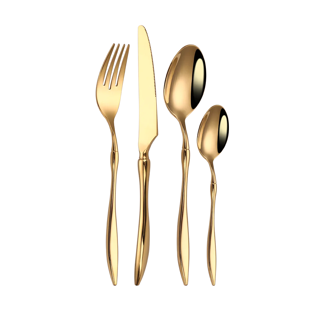 

4 Pcs Cutlery Set Silver Gold Stainless Steel Knife Fork Spoon Teaspoon Flatware Set