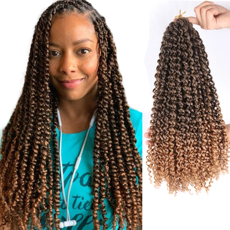 

Wholesale 18" 22" 22Inches Pre Twisted Passion Twist Braiding Hair 613 Water Wave Ombre Prelooped Passion Twist Hair, #1b #t27 #t30 #tbug