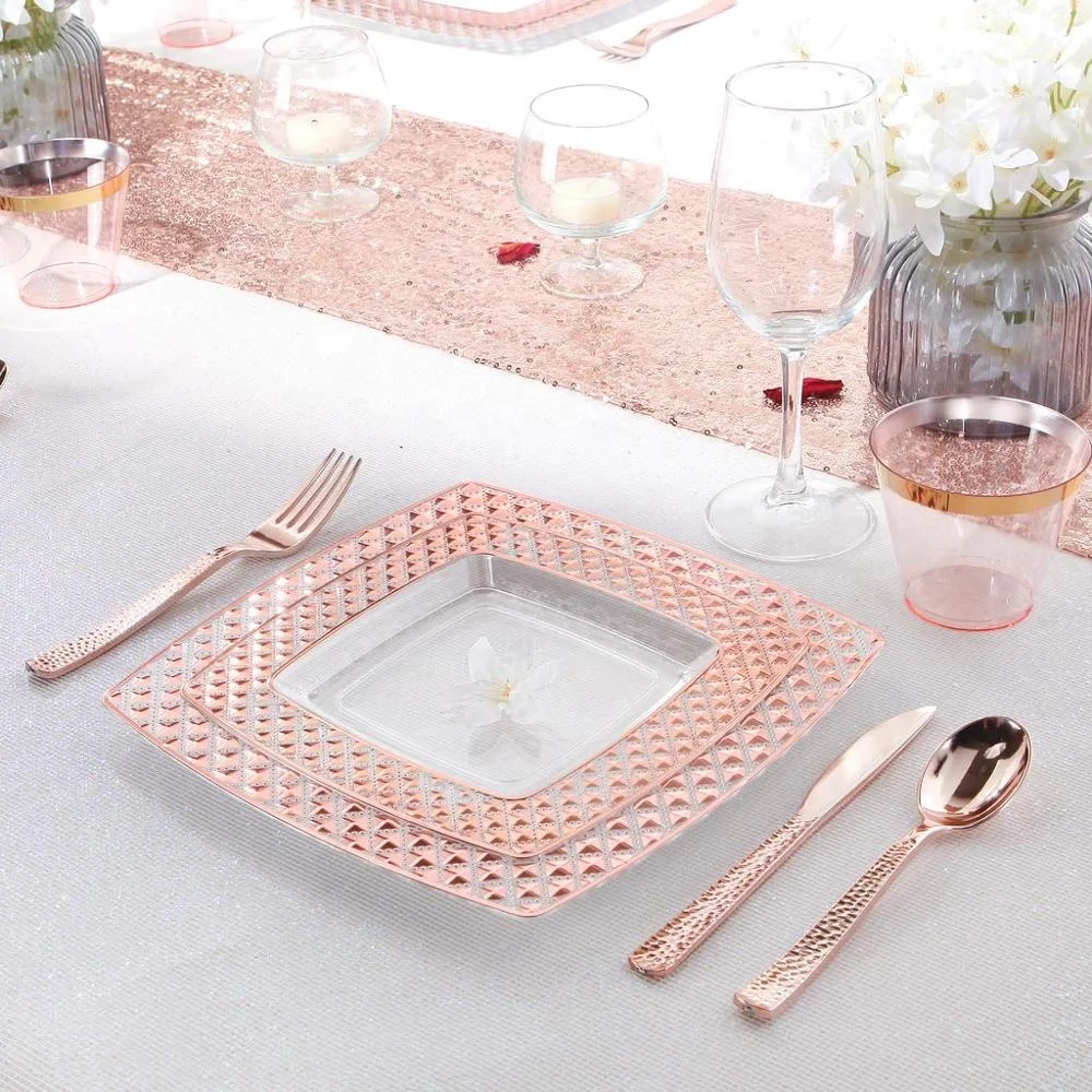 125pcs Best Price Superior Custom Disposable Plastic Dinnerware sets