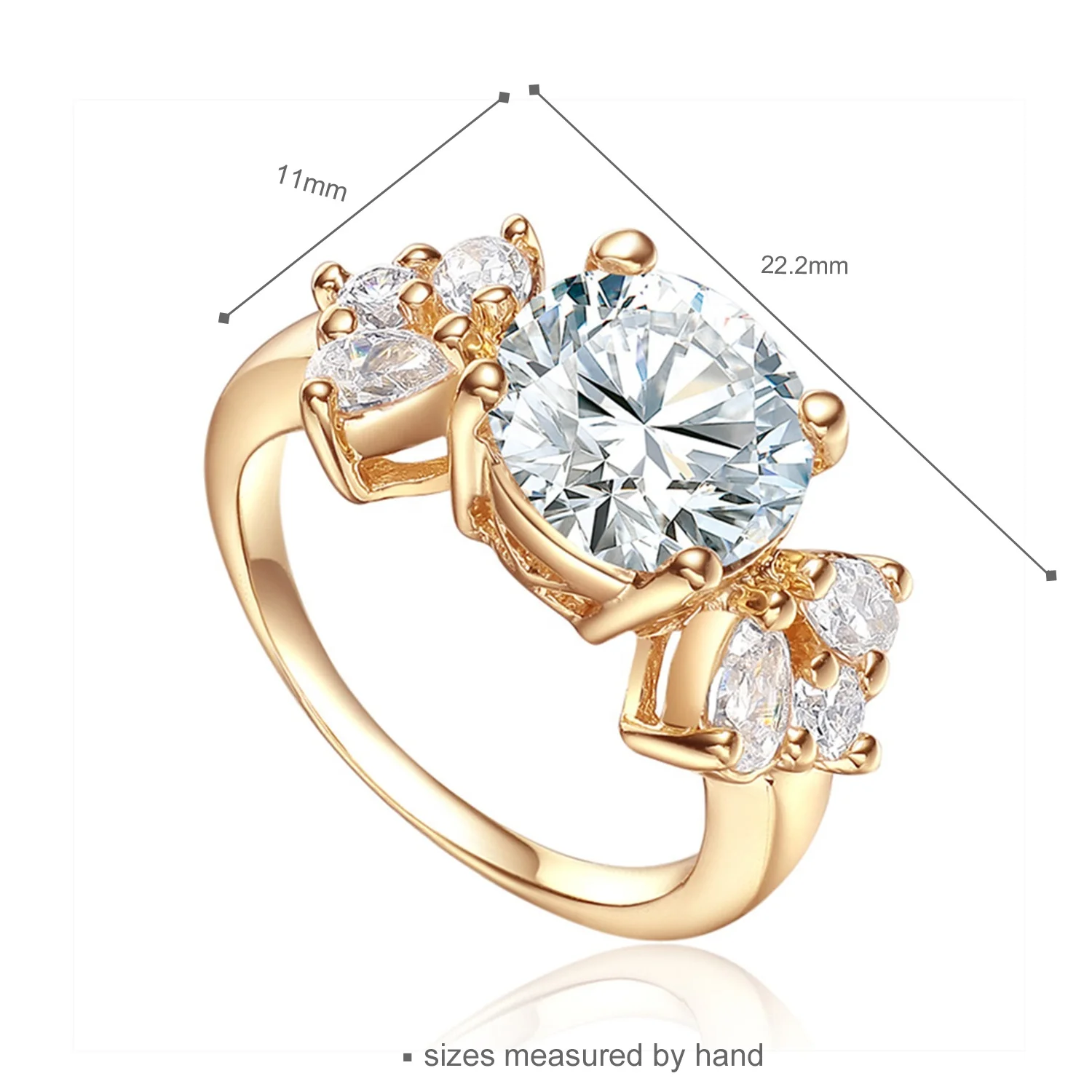 

fashion luxury 18k gold plated jewelry wholesale brass crystal zircon love finger ring for women