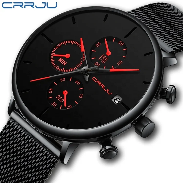 

CRRJU Men Watch Reloj Hombre 2021 Mens Watches Top Brand Luxury Quartz Watch Big Dial Sport Waterproof