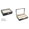 whole sales custom design blue PU leather watch box with PVC windows watch box package with custom logo for business man