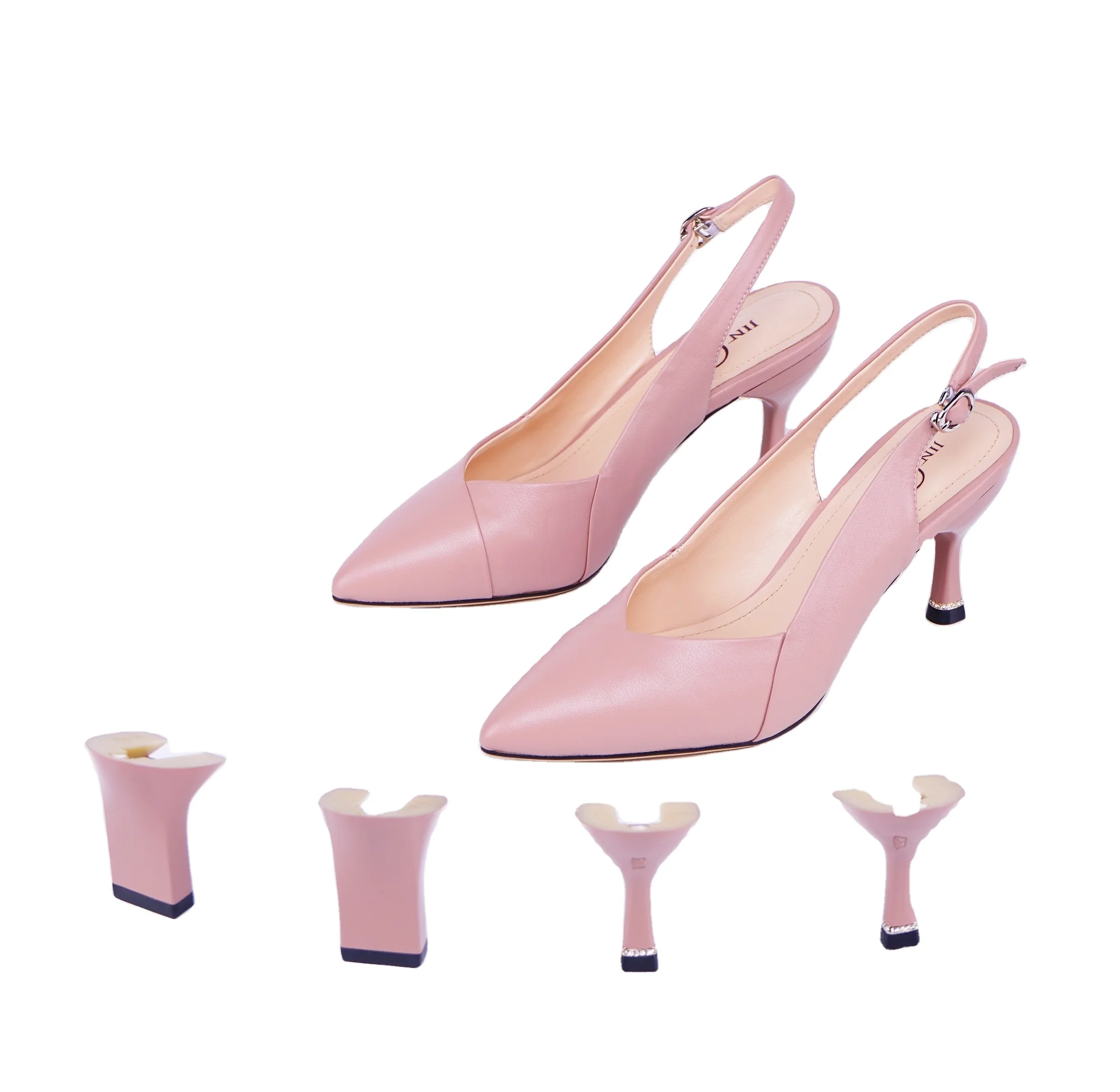 

2021 women's new fashion sheepskin change heels Pink high heels change heels